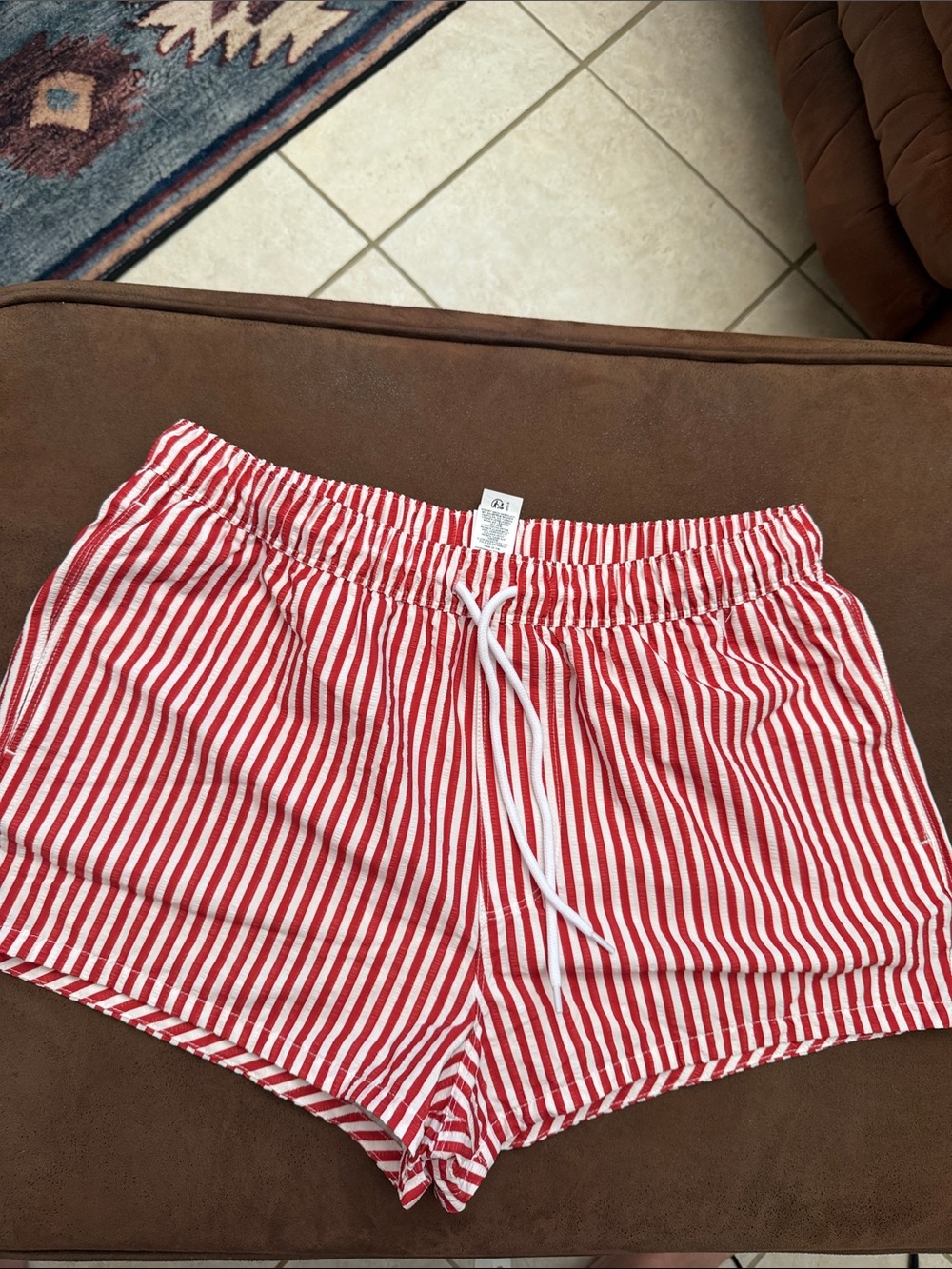 ASOS design Red & White Striped Men’s Net Swim Shorts Sz large-36” New